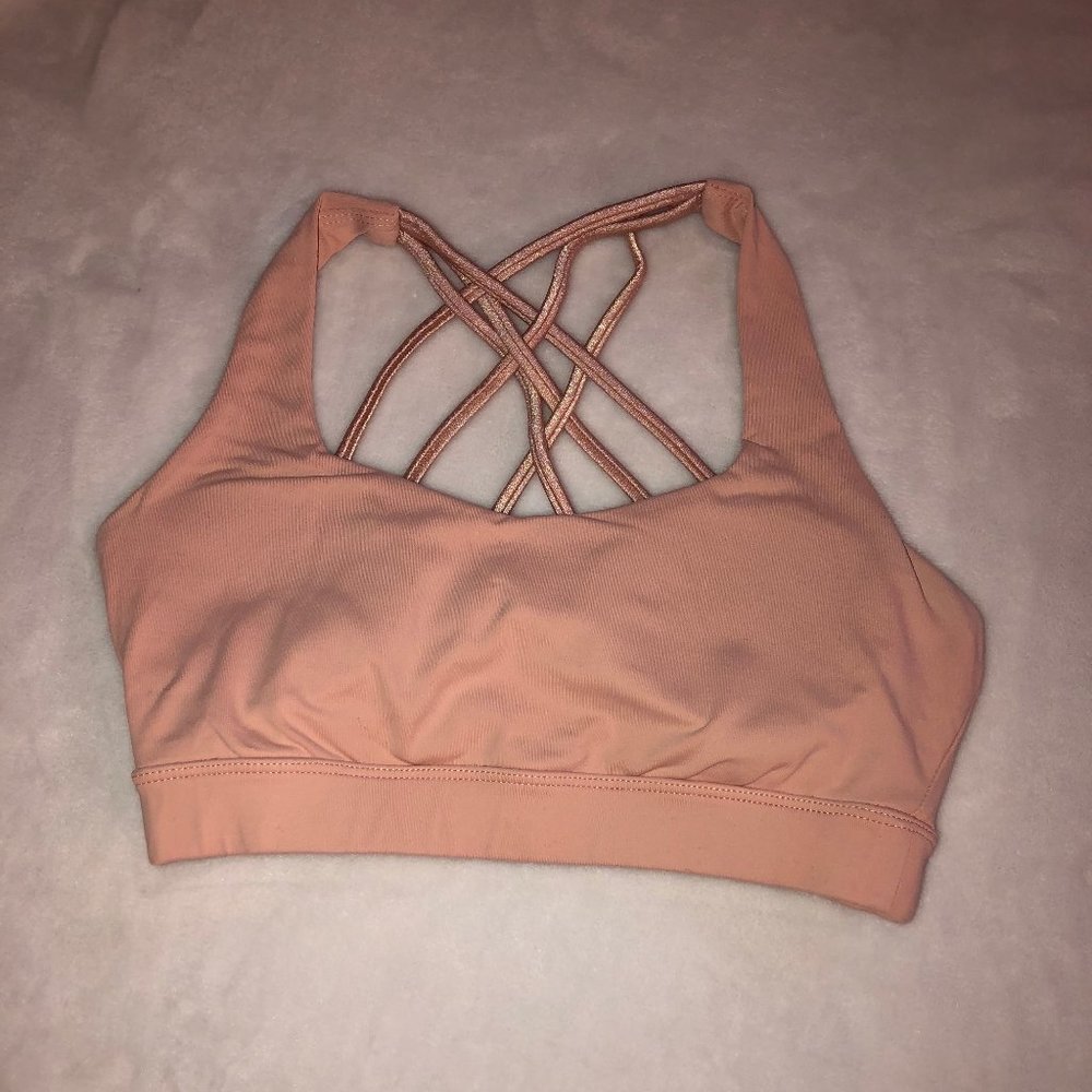 Light Pink Sports Bra with Cute StrappyBack Detail